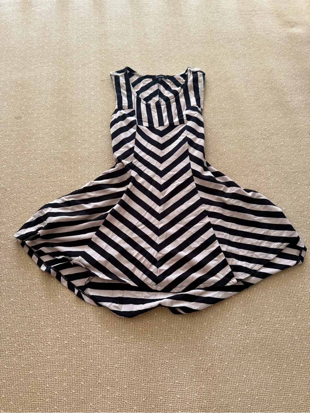 Montali Chevron Stripe Fit & Flare Dress Black Beige S